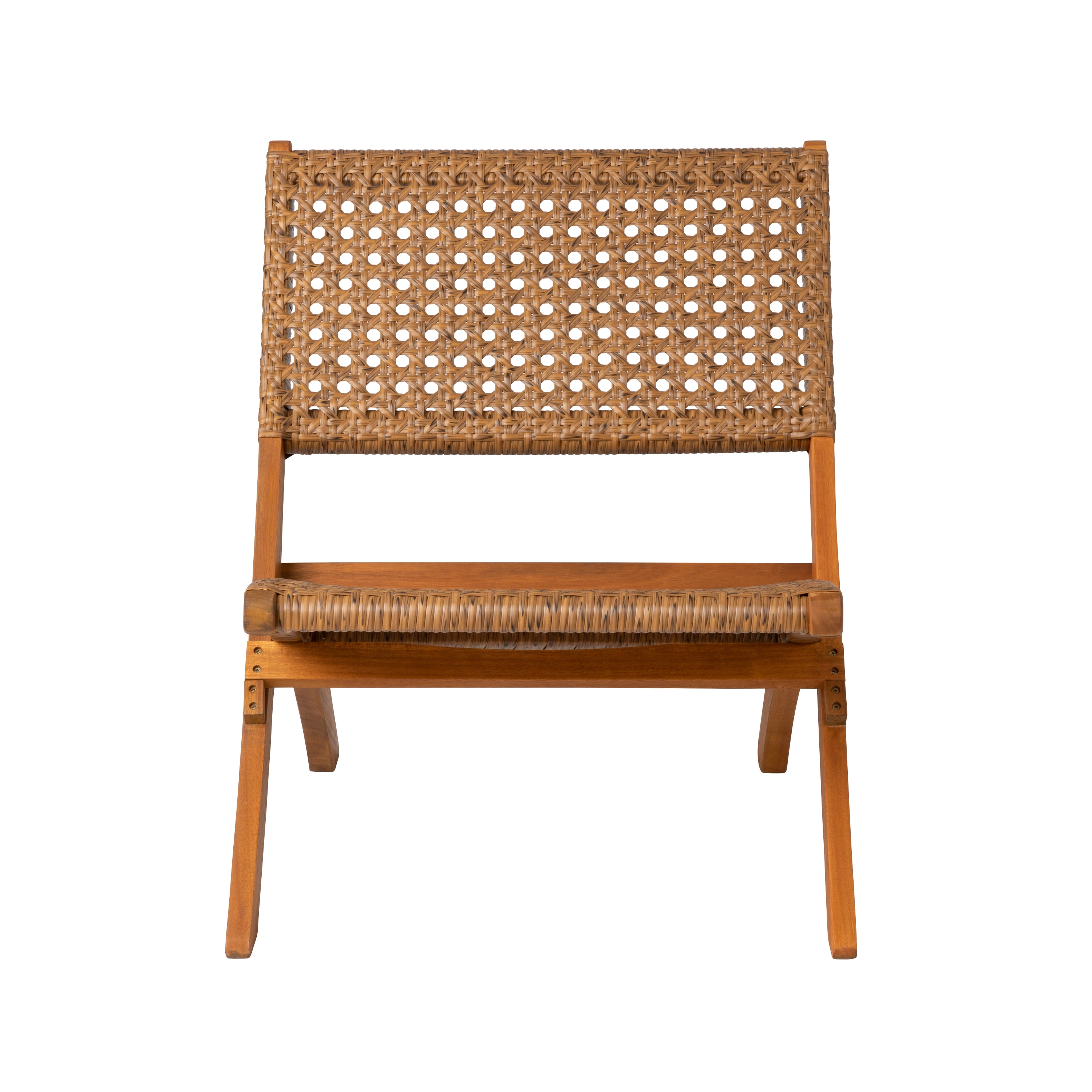 Balkene Home Sava Indoor Outdoor Folding Chair, Portable Seating Acacia Wood Woven Seat - Tan Webbing