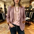 thumbnail image 7 of WRFWUL Women's Vintage Corduroy Blazer with Faux Leather Trim, Fall Winter Notched Lapel Single-Breasted Jacket (S/M/L/XL/XXL), 7 of 7