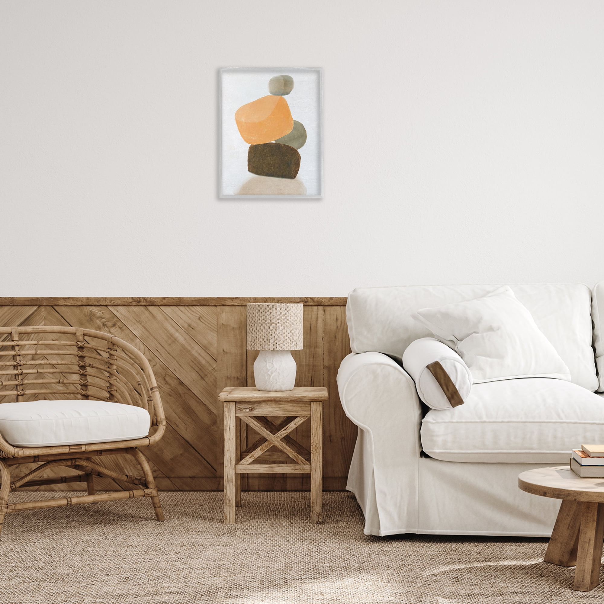 Stupell Industries Orange & Grey Rocks Abstract Painting Gray Framed Art Print Wall Art, 16 x 20