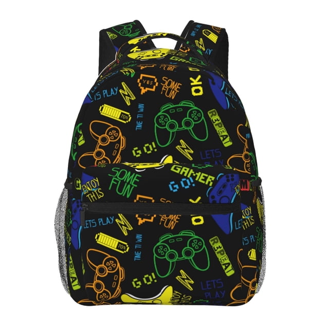 Disketp Game Play Mochila Estampada para Hombre y Mujer – Mochila Ligera Clásica con Múltiples Bolsillos para Universidad, Trabajo y Viajes-One Size