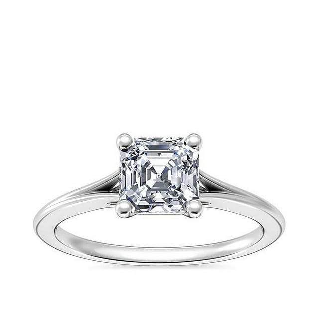 1.00 Carat Excellent Asscher Cut Natural Diamond Beautiful Solitaire Bridal Ring for Bride Solid 14K White Gold Size 5