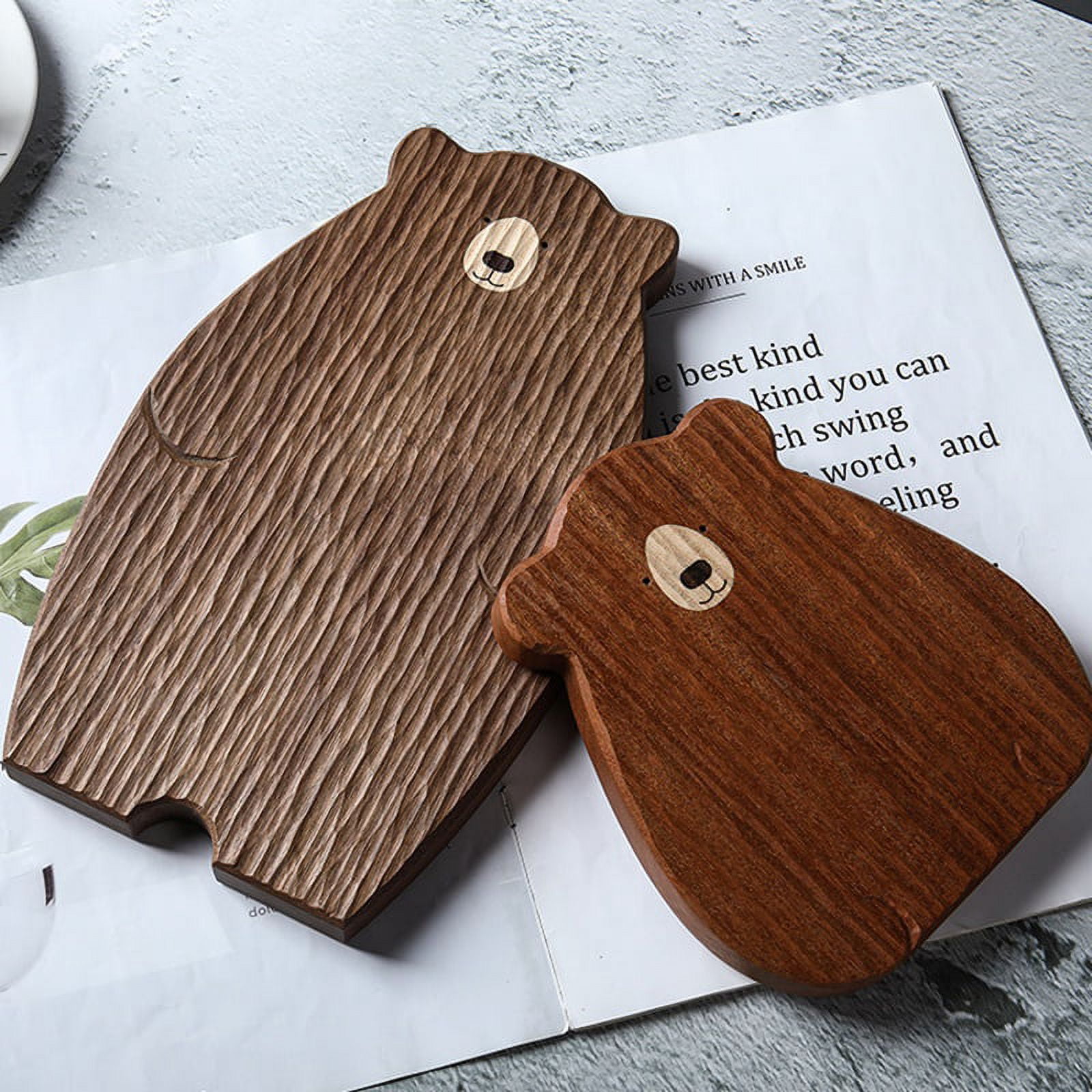 Wooden Board Cutting Board Cute Bear-Shaped Bread Tray Black Walnut Kitchen Board,Brown