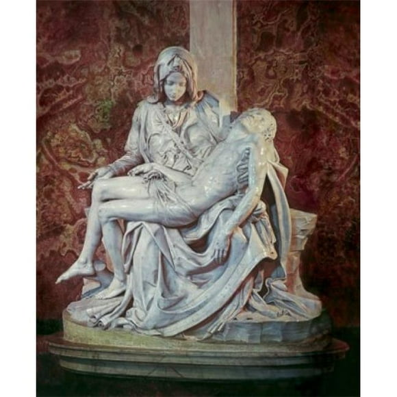 Posterazzi SAL900101888 The Pieta C1498 Michelangelo Buonarroti 1475-1564 Italian Marble Sculpture St Peters Basilica Vatican City - 18 x 24 in.