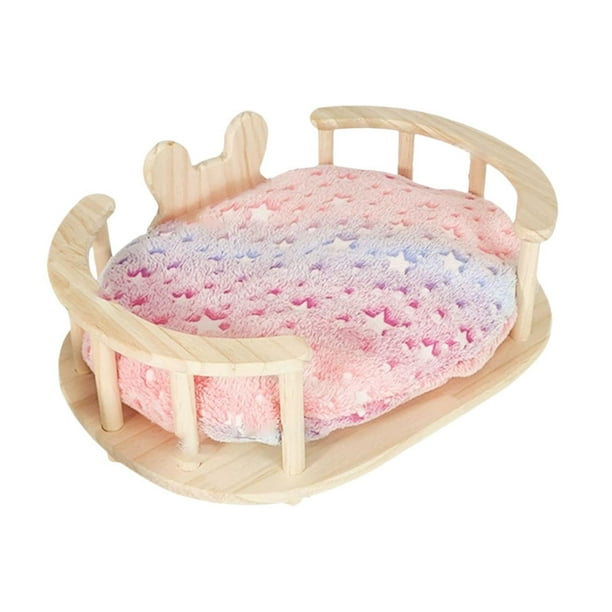 Cama de madera para conejos, casa para mascotas pequeñas, superficie lisa, nido cómodo y escondite con Oval