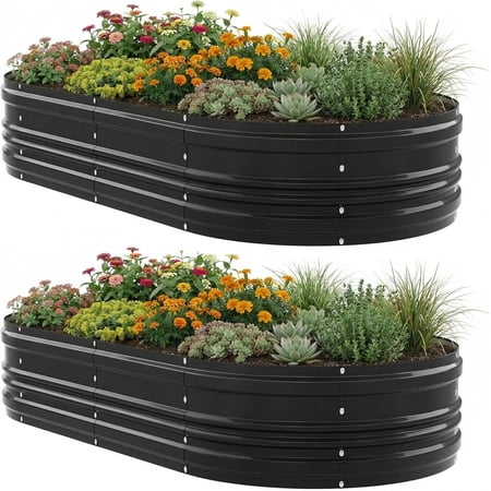 8 ft x 4 ft x 1 ft Galvanized Steel Raised Garden Bed – Open-Bottom, Rust-Resistant, Easy Assembly