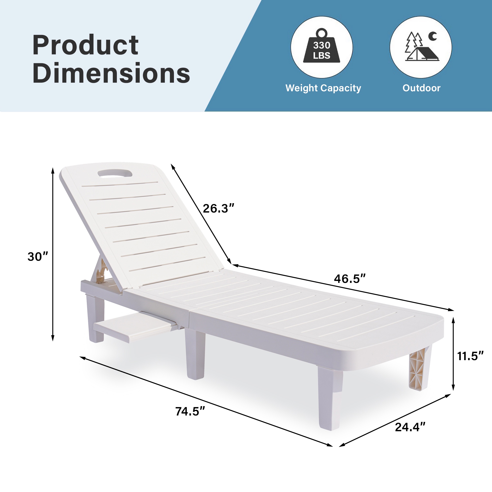 Patio Lounge Chair Set of 2, Outdoor Chaise with Adjustable Backrest, Outdoor Lounger Recliner for Poolside, Patio, Yard, Resin Material | Waterproof | Easy to Assemble | Max Weight 440 lb Dark Brown