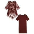 thumbnail image 6 of Miutii Womens 2pcs Elegant Plus Size Dress Set Evening Cocktail Mother's Dress Embroidery Lace Cover Burgundy 5XL, 6 of 9