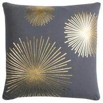 Rachel Kate Starburst 20" Poly Pillow with Cotton Cover-Gray/Metallic Gold
