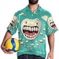 thumbnail image 4 of Tiny teeth Men's Short Sleeve Hawaiian Print Button Down Beach Shirt, 4 of 6