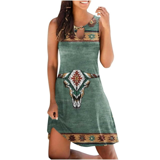 Robes de Plage Femmes Été Femmes Décontracté Ample Été Imprimé Floral Robe Débardeur Ajourée Robe de Plage Sans Manches Robes Courtes d'Été pour Femmes Robes Courtes pour Femmes Été