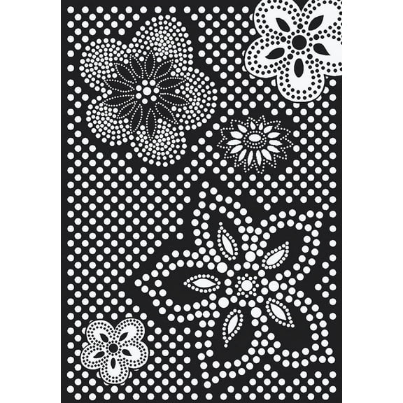 Milliken Black & White Area Rug Eyelet Mod Black Flowers Polka Dots 7' 8" x 10' 9" Rectangle