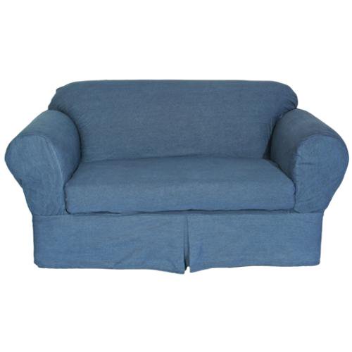 Classic Slipcovers Washed Heavy Denim Cotton 2Piece Loveseat Slipcover