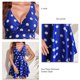 thumbnail image 5 of Traje de baño Tankini con cuello en V, estampado de puntos, diseño fruncido, espalda cruzada, traje de baño de dos piezas para fiesta en la playa, baño azul 3XL, 5 of 6