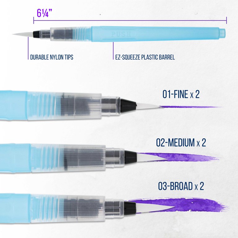 Mr. Pen- Watercolor Brush Pens, 6 pcs, Water Brush Pens for