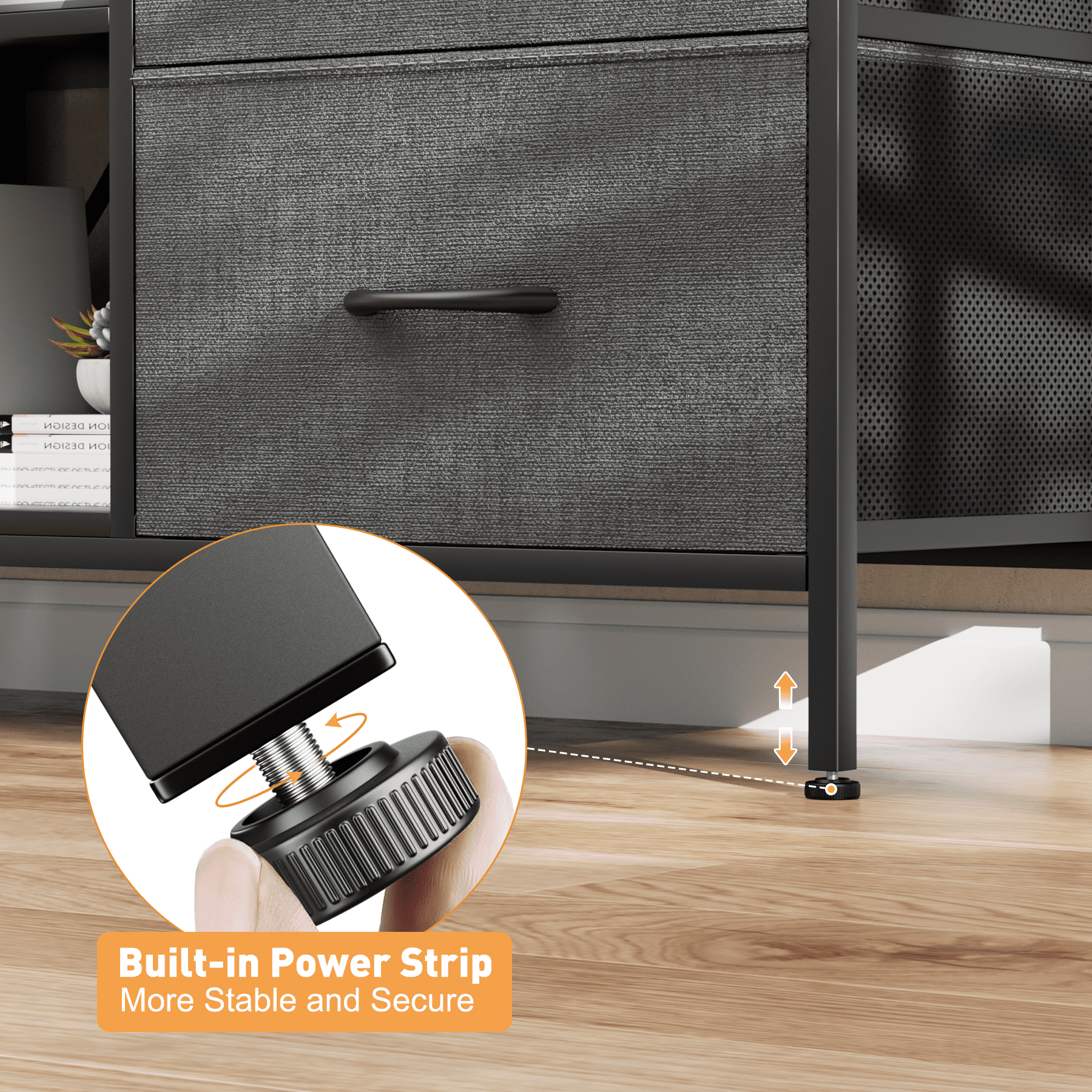 TV Stand for Bedroom, Television Stand for TV up to 50 Inch Entertainment Center Dresser with 4 Drawers Open Storage Shelves for Living Room, Entryway