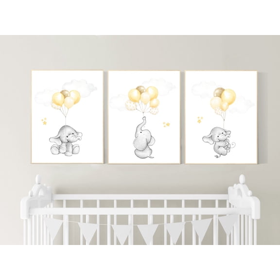 UNFFRAMED Luvia Moon and Stars Poster Set of 3 Yellow Gray Neutral Baby Room Nursery Decor Gender Neutral Prints Set 3 Prints 8x12