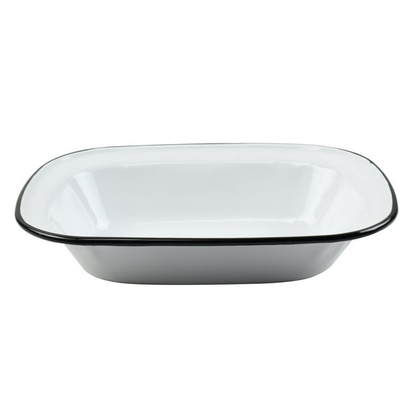 White Enamel Food Serving Dish Cooking Baking Plate Kitchen Tray Oven Tin Farmhouse Decor