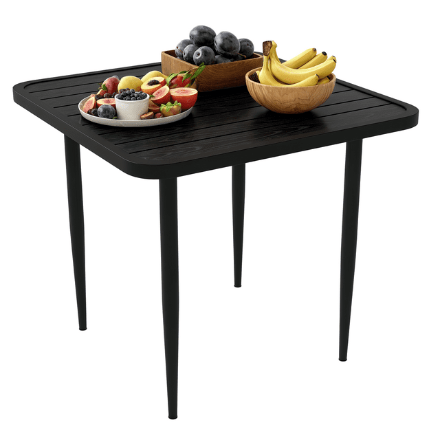 Outsunny Table de Salle à Manger de Patio 31,5 Pouces pour 4, Table d'Extérieur Carrée en Métal, Noir