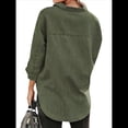 thumbnail image 3 of Camisas de Mujer con Botones y Cuello en V, Camisa Informal Holgada Verde XXL, 3 of 8