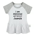 thumbnail image 4 of Pack of 2, Ice Ice & I Am Mexican and This is My Juansie Funny Dresses For Baby, Newborn Babies Skirts, Infant Princess Dress, Toddler Frocks (Gray Raglan Dresses, 0-6 Months), 4 of 5