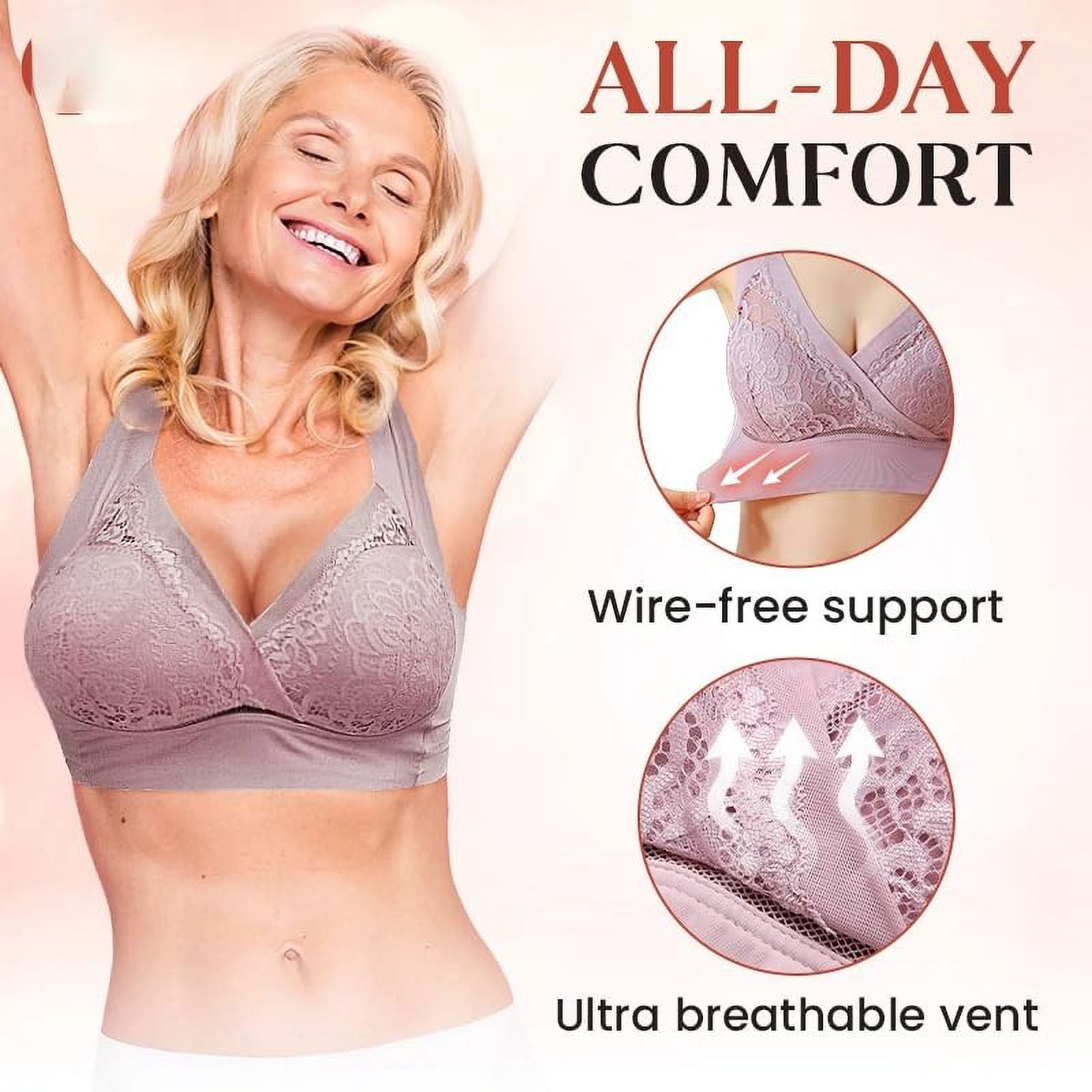 Sweet Home Farm Support Bras for Women New Rosy Lift Bra Plus Size Comfort Extra Elastic Wireless Lace Bras