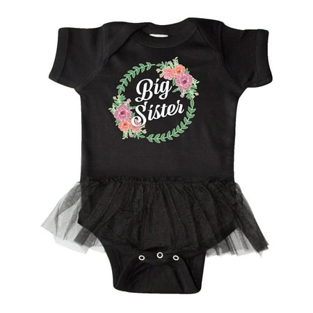 Flower Button Bodysuit - Big Sister with Flower Circle Infant Tutu Bodysuit