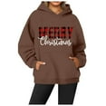 thumbnail image 2 of Merry Christmas Hoodies for Women 2025 Fall Winter Long Sleeve Graphic Hooded Sweatshirt with Pockets Pullover Tops, 2 of 5