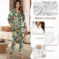 thumbnail image 6 of DISNIMO Floral Print Womens Button Down Pajama Set Long Sleeve Sleepwear 2 Piece Pj Set Soft Top and Wide Leg Pants Soft Comfy Ladies Lounge Sets, (Available in Plus Size), 6 of 7
