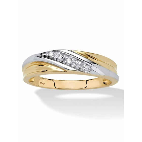 PalmBeach Jewelry Men's 1/10 TCW Round Diamond Two-Tone 10k Gold Diagonal Wedding Band Ring