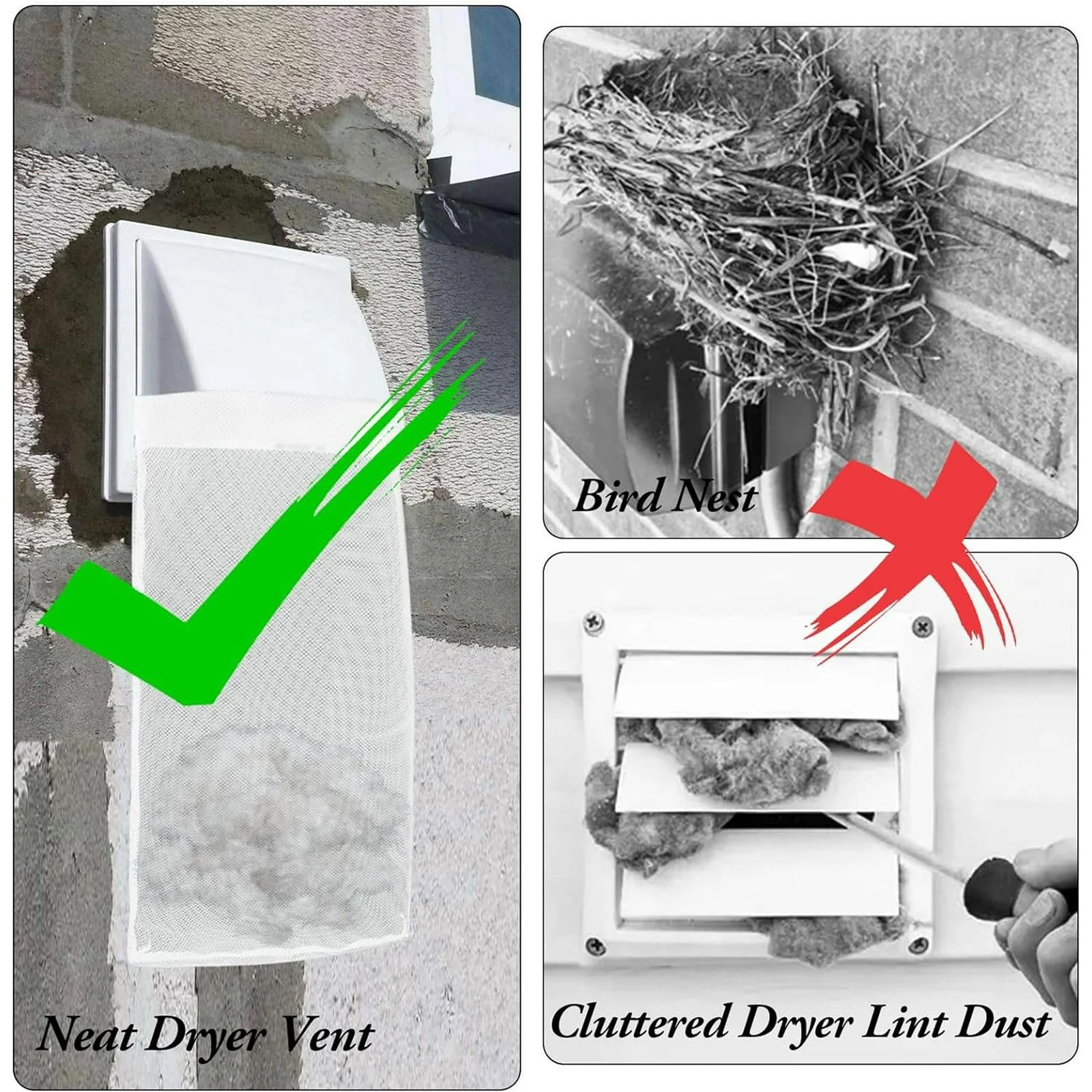ZFSBZBS 6Pcs Dryer Vent Lint Catcher Bags, Lint Bag Catcher for Dryer Vent Outside