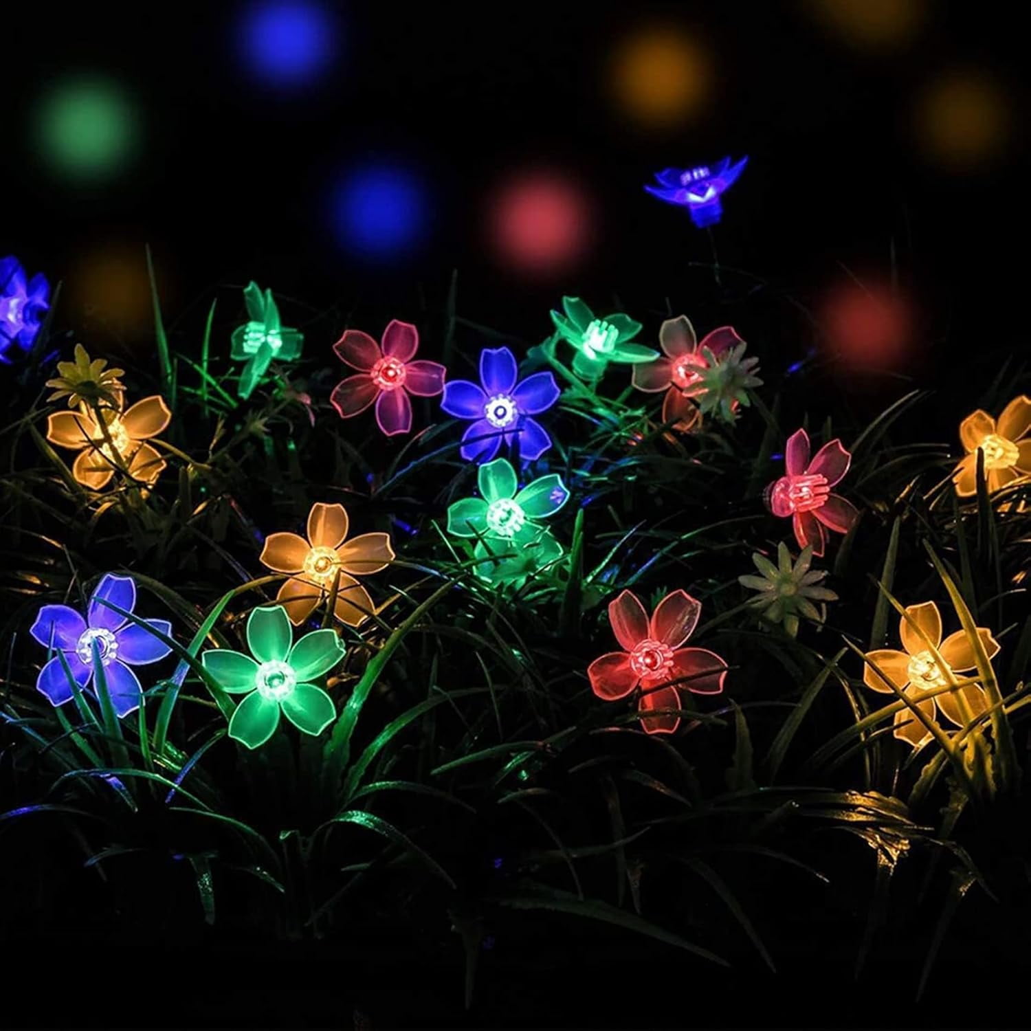 Solar Cherry Blossom Light String, 16FT 20 LED Waterproof Flower Fairy Lights with 8 Modes, Solar Powered Outdoor Garden Lights for Wedding, Christmas, Patio, Home Decor