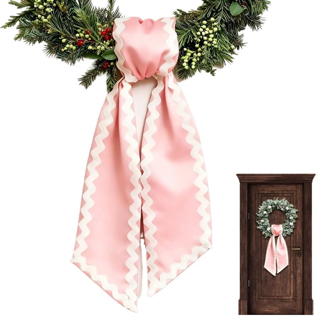 Easter Wreath Sash for Front Door - 54in Heavy Canvas Ribbon with Cute Trim
