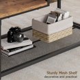 thumbnail image 3 of Industrial 2-Tier Coffee Table for Living Room - Rustic Brown Rectangular Center Table - Mesh Storage Shelf - Sturdy Metal Frame - Easy Assembly - Space-Saving Accent Table - Black, 3 of 8