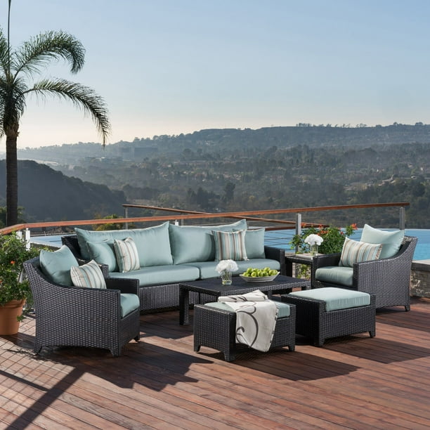 RST Outdoor Bliss 8 Piece Sofa with Club Chair and Ottoman Set ...