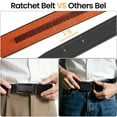 thumbnail image 6 of Mens Belt Leather Ratchet Belt for Dress Pants Casual Automatic Buckle Belt Fit 28"-46" Waist, 1 3/8" Wide, Black, X25025, 6 of 10