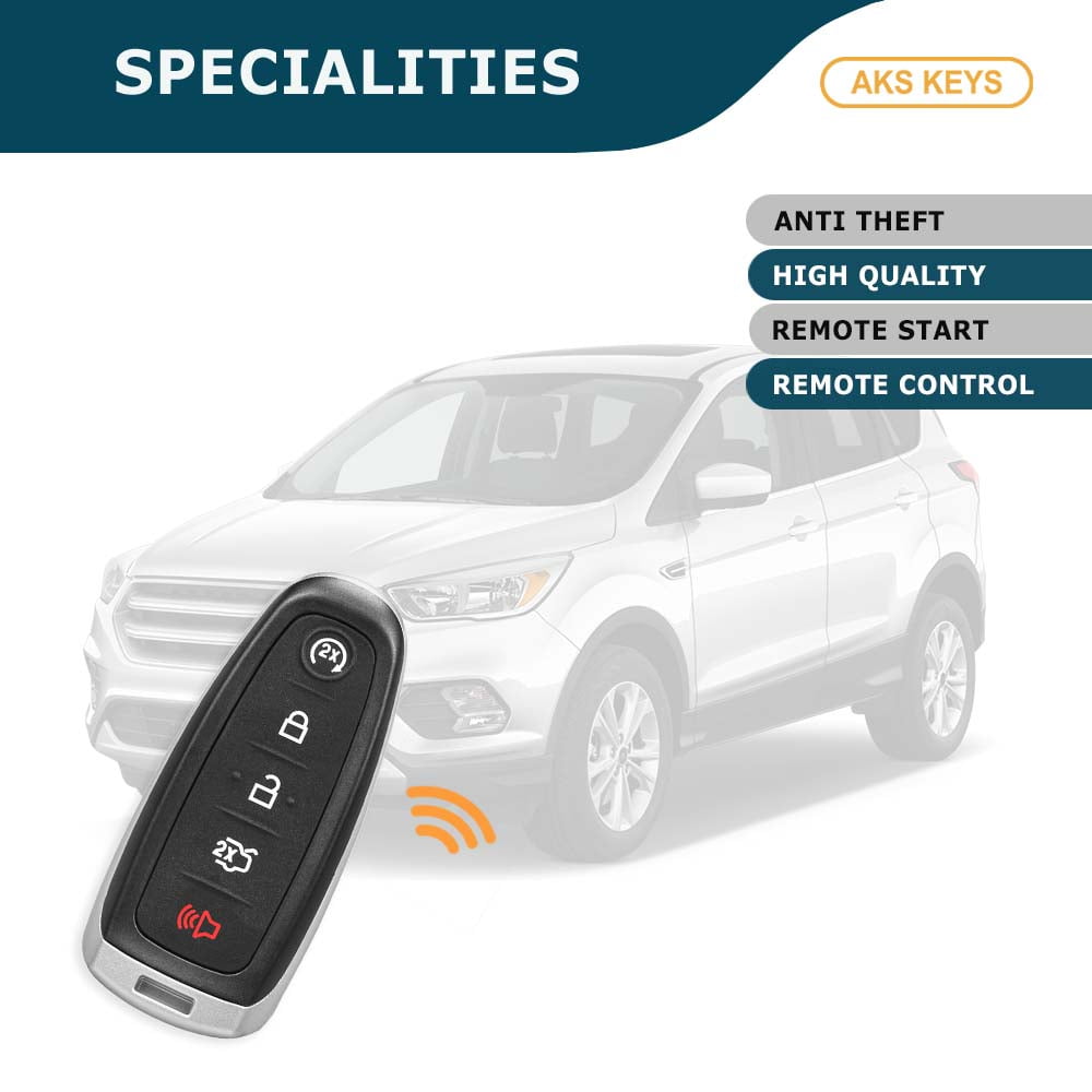 AKS Keys Ford Smart Key Gen2 PEPS 5-Button FCC M3N5WY8609 – Replacement Smart Key Fob for Select 2013–2020 Ford C-MAX, Escape, Focus, Maverick (Euro), 315 MHz
