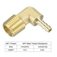 thumbnail image 4 of Uxcell Brass Hose Barb Fitting Elbow Male Threaded Right Angle Pipe Connector 3/16", 4 of 7