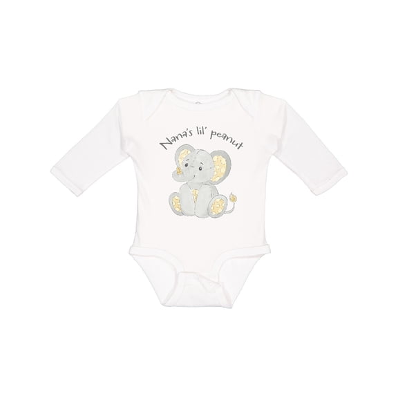 Inktastic Nana's Lil' Peanut Polka Dot Elephant Boys or Girls Long Sleeve Baby Bodysuit