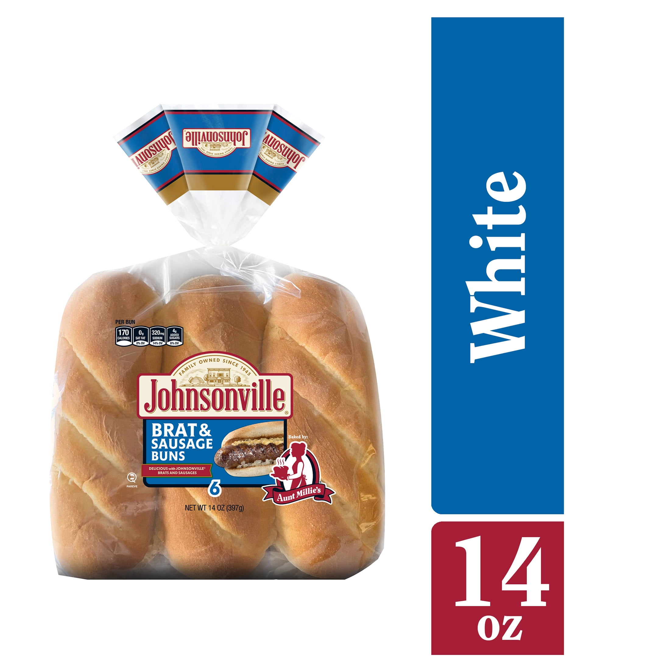 Johnsonville Brat & Sausage Buns, Baked by Aunt Millie's, 6 Count, 17 oz.