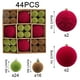thumbnail image 1 of 44 piezas de bolas de terciopelo navideño • Set de adornos de árbol de Navidad de plástico flocado – Adornos decorativos colgantes rojos y verdes 8cm 4cm • Decoración festiva duradera para árbol de, 1 of 7