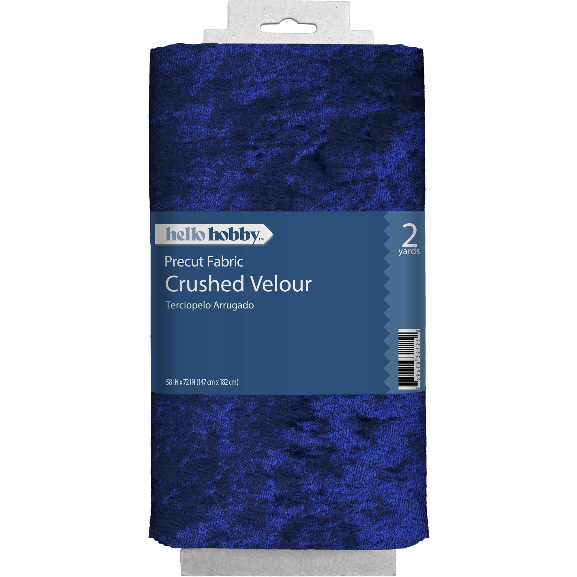 Hello Hobby 2 Yards 100% Polyester Crushed Panne Precut Fabric, Blue, 58 in Wide