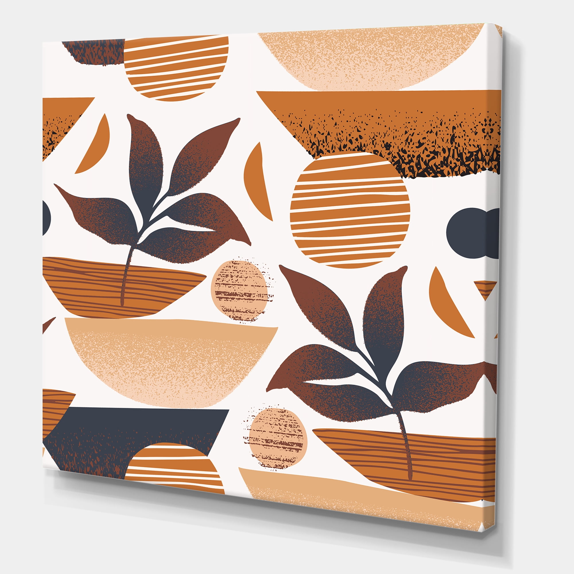 Designart ' Tropical Leaf Silhouettes and Shapes on White ' Modern Canvas Wall Art Print