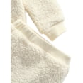 thumbnail image 5 of Blotona Toddler Infant Baby Boy Girl Fall Winter Outfit Sherpa Fleece Sweater Pullover Tops Solid Pants Warm Clothes Set (6-12 Months,A-Apricot Fleece Outfit), 5 of 7