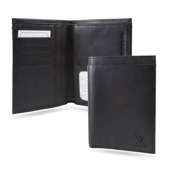 Arizona NFL Cardinals Black Leather Traveling Bilfold Wallet w/ RFID Blocking- 14 total slots/pockets