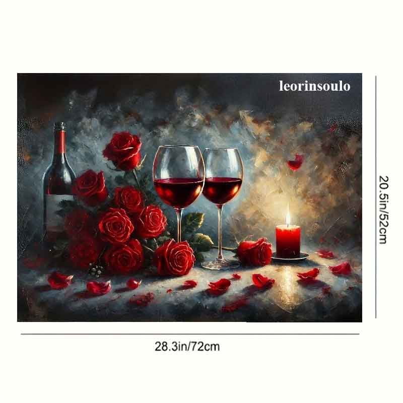 leorinsoulo Heat-Resistant Stove Cover Mat–Wine&Rose Print for Electric Cooktops (28.3×20.5in)