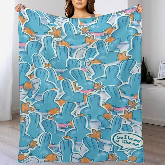 Mudkip Blanket Cute Soft Lightweight Fuzzy Plush Throw Blankets Cozy Flannel Blankets for Sofa Couch Travel Home Bedroom Decor Gifts 30"x40"