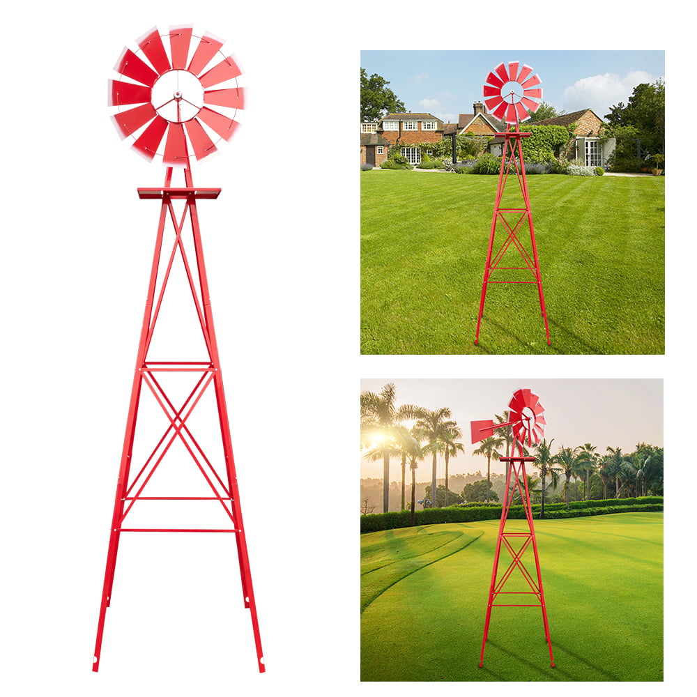 Details about   US 8FT Red Metal Windmill Outdoor Home Yard Garden Decoration Decor Weather Vane 