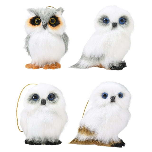 Keychain Plush Simulation Owl Decorations Artificial Owl Pendant Christmas Backpack Keychain Pendant White