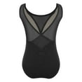 thumbnail image 2 of Xnihocha Kids Girls Sleeveless Round Neck Ballet Dance Unitards Sheer Mesh Patchwork V-Back Black 110, 2 of 5