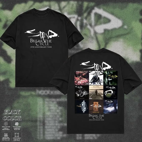 Staind Tour 2026 T-Shirt Break The Cycle 25th Anniversary Tee Metal Rock Band